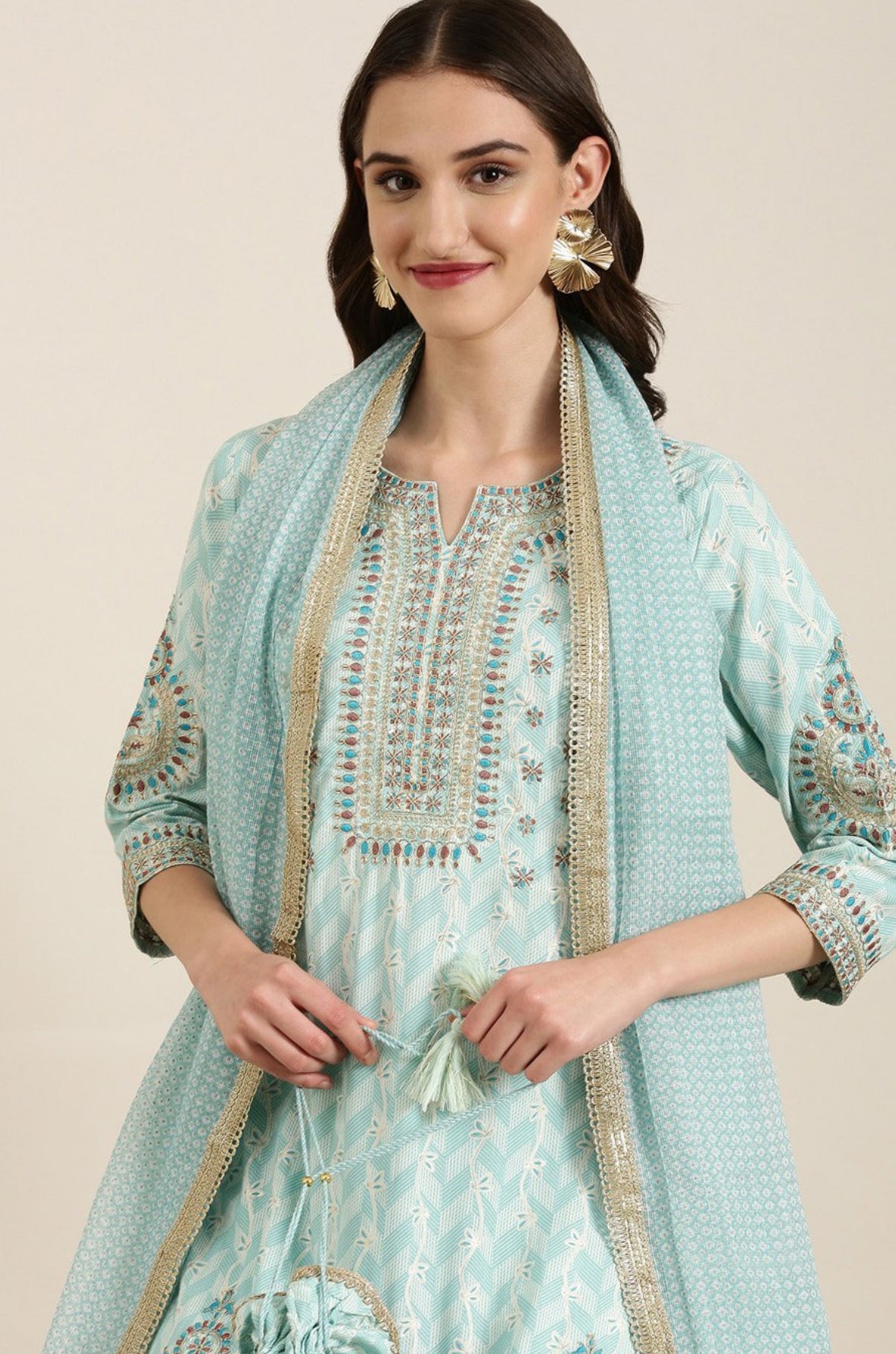 3 piece cotton Sharara suit