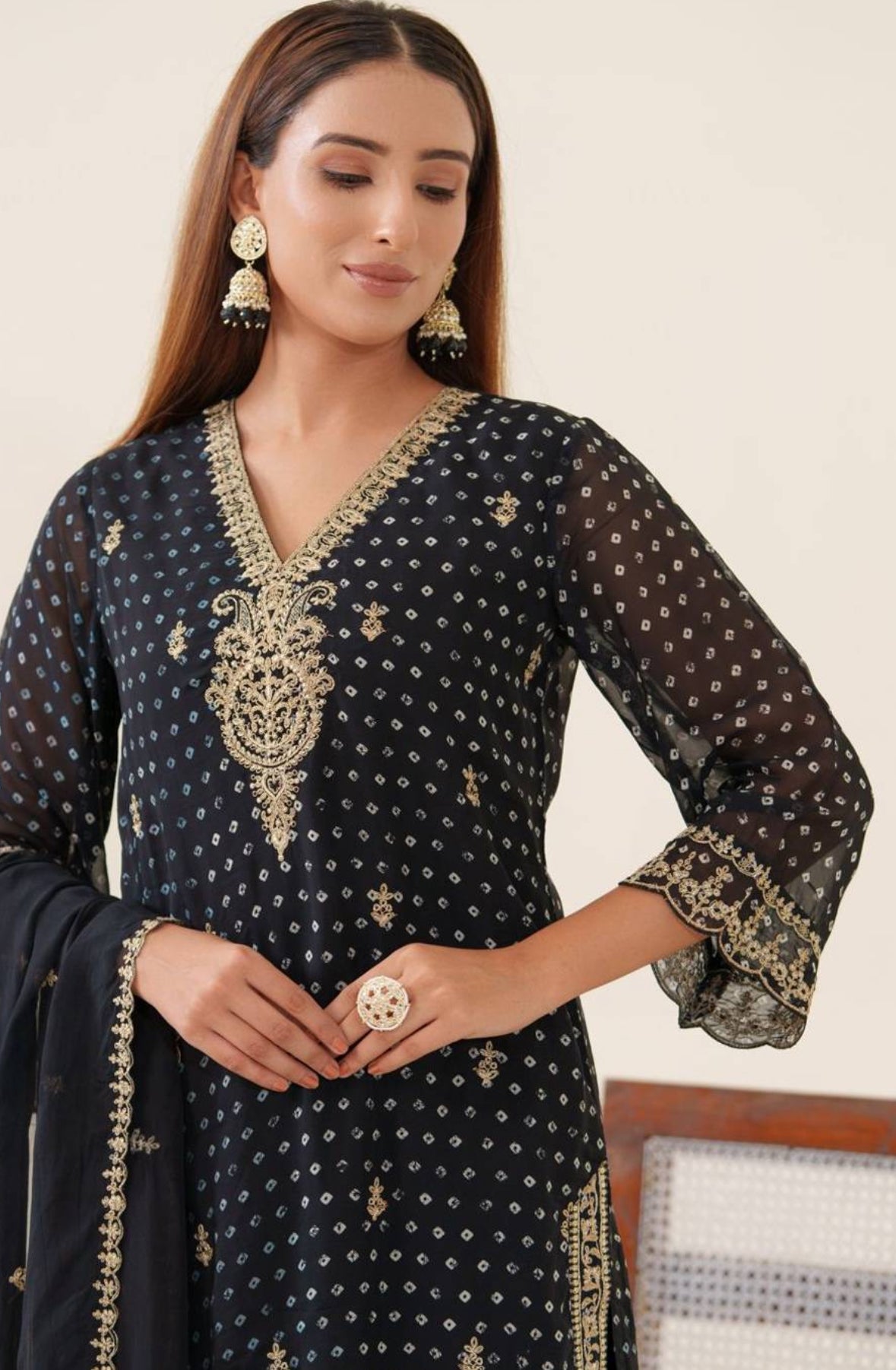 georgette 3 piece suit