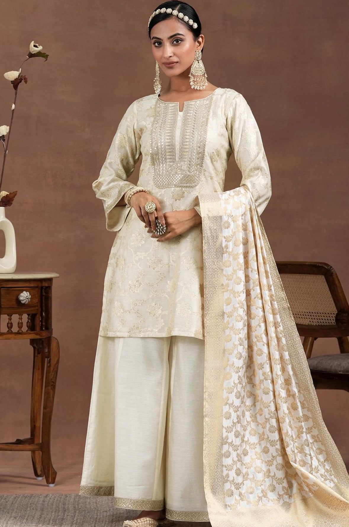 Women's Ivory Sharara set