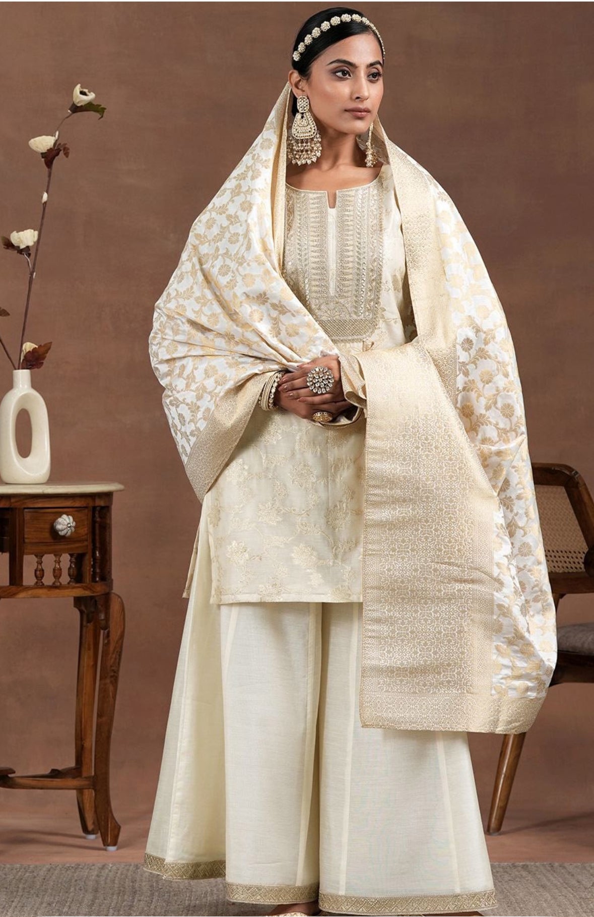 Women's Ivory Sharara set