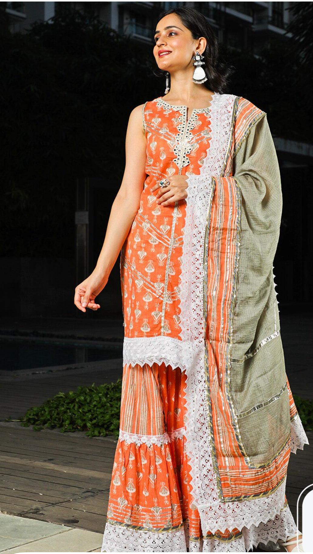 Womens flared sharara 3 piece set 