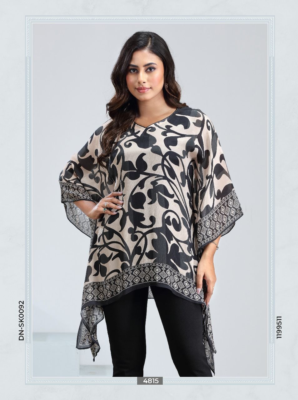 Black & cream short kaftan
