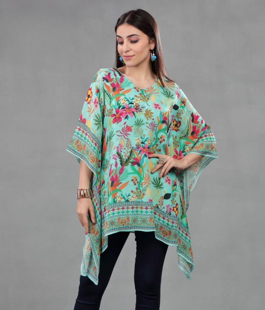 Green Floral short kaftan