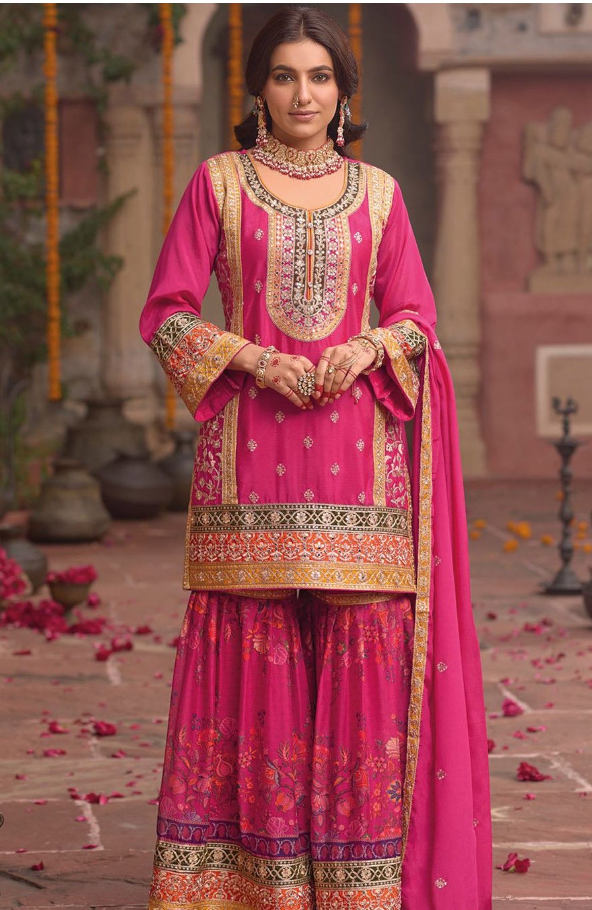 womens flared festive sharara set